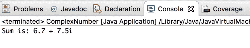 Output of adding two complex numbers in Java