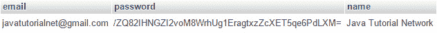 entry in users table