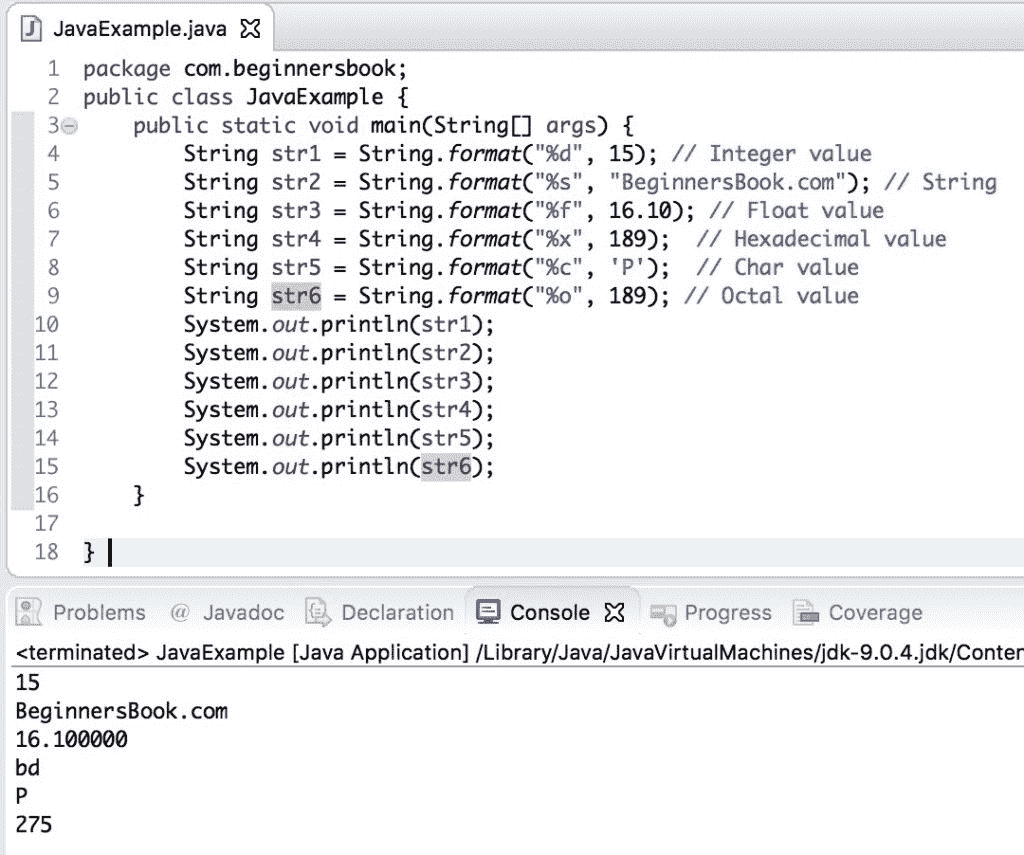 Java String format method example