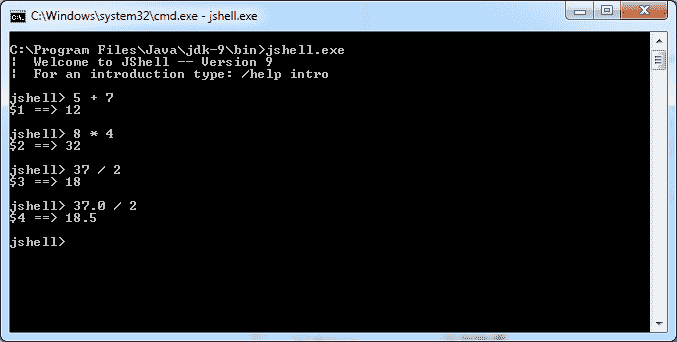 JShell arithmetic operations