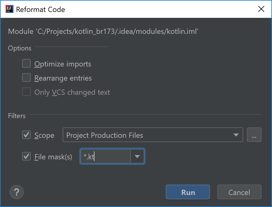 Reformat code 對話框