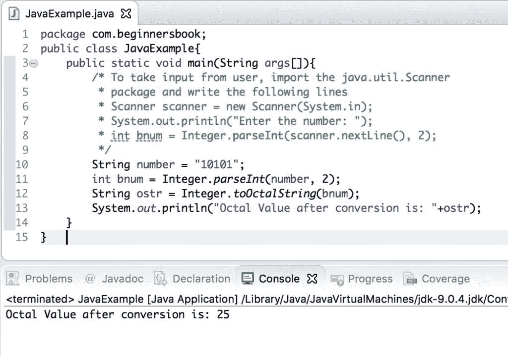 Java binary to Octal conversion