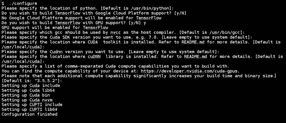Configuring TensorFlow build