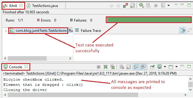 Actions eclipse IDE output