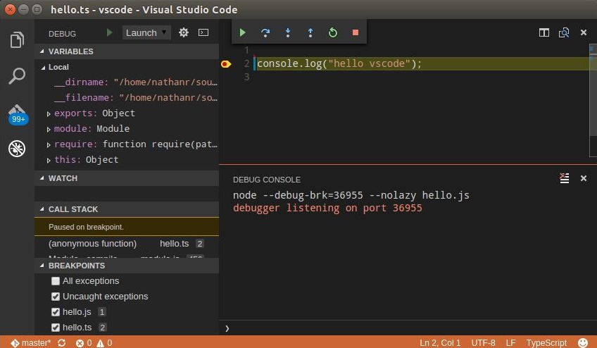 Debugging a Node application within Visual Studio Code