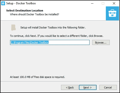 Downloading the Docker toolbox installer