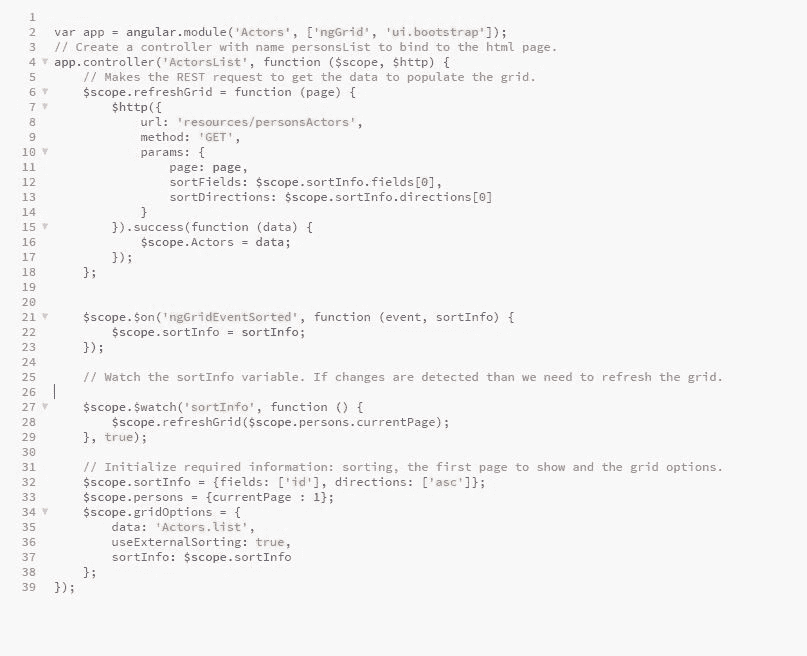 Angular code