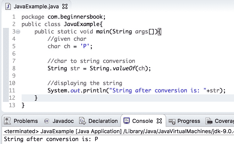Java char to String conversion example