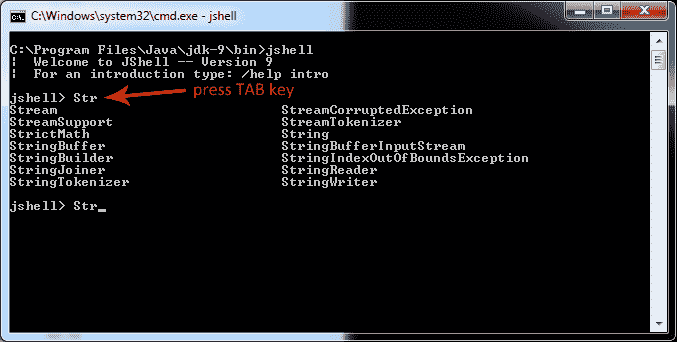 jshell autocomplete function