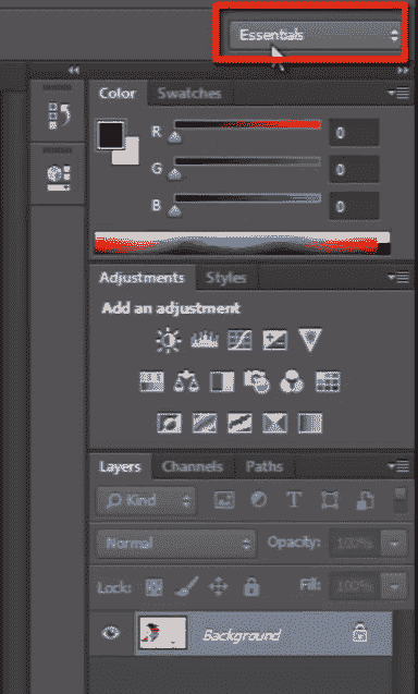 Workspace In PhotoShop