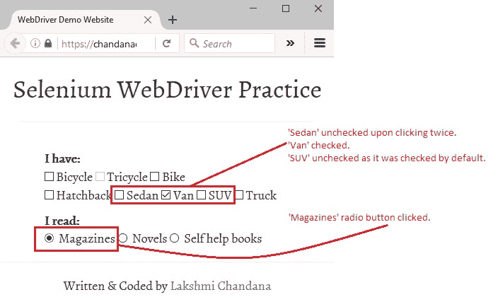 Radio Buttons Output Browser