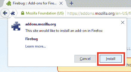 Firebug install