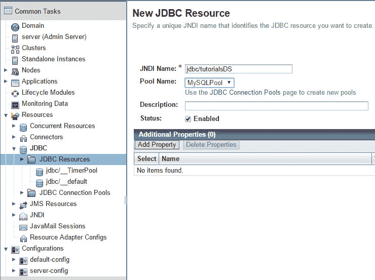 Glassfish create new JDBC resource