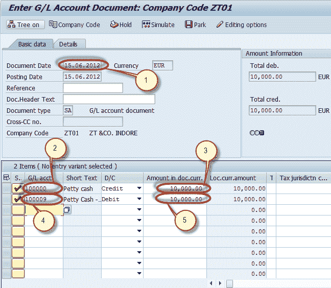 G/L Document Tutorial: Park, Hold, Posting with Refrence in SAP