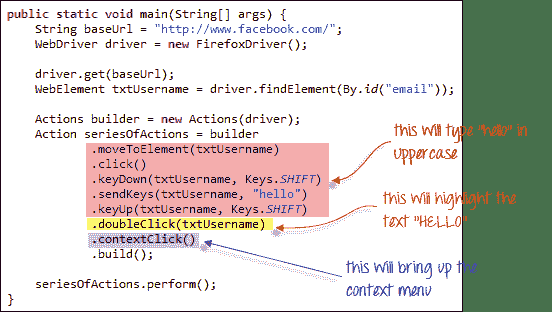 Keyboard & Mouse Event using Action Class in Selenium Webdriver