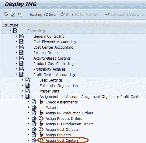 How to assign Cost Centers to Profit Center in SAP