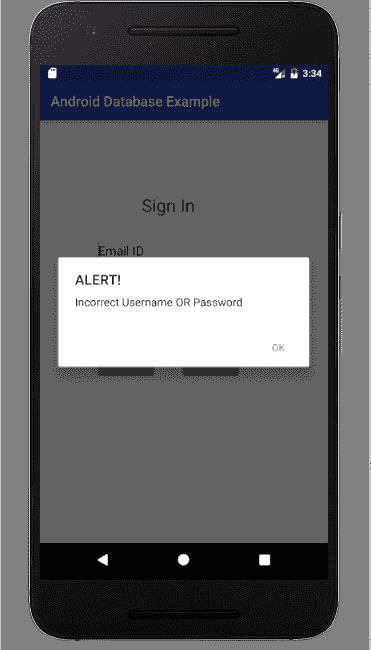 wrong id or password