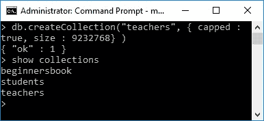 Creating capped collection in MongoDB
