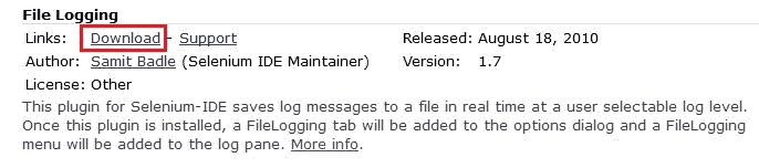 File logging download link