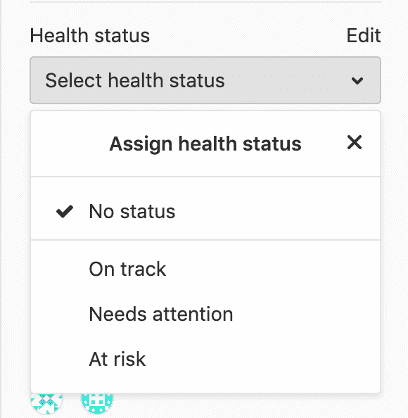 "On track" health status on an issue
