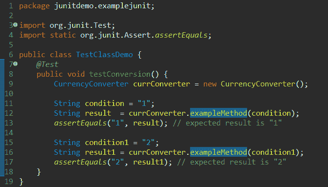 Test class example