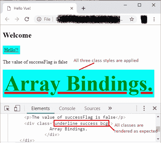 Class binding with arrays