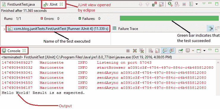 JUnit4 test success