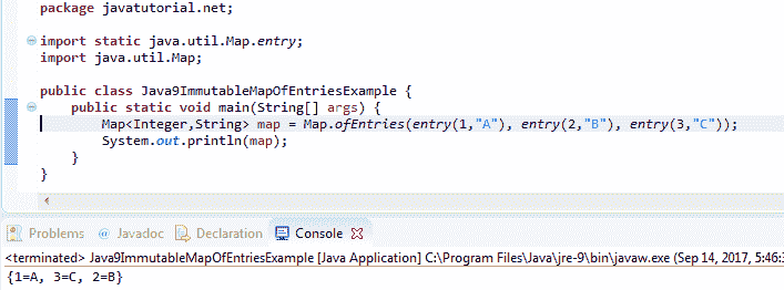 Java 9 immutable Map example
